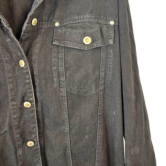 Y2K Avenue Blues Black Denim Jacket Logo Buttons Adjust Hem Womens Plus 18/20 - Picture 4 of 8